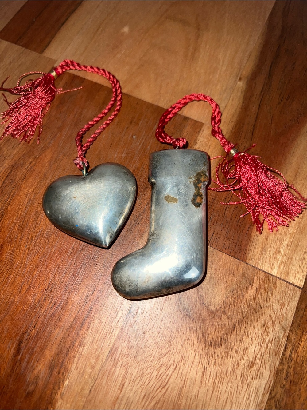 Vintage silver plate ornaments set/2